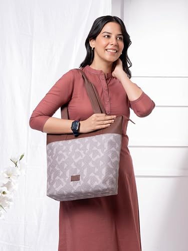 ZOUK Printed Women's Jute Handcrafted Vegan Leather Everyday Tote - Image 2