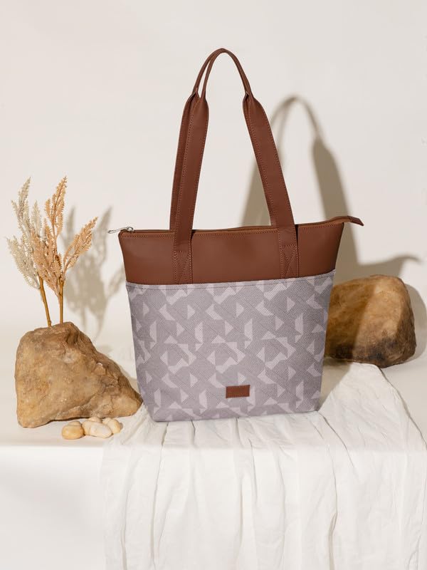 ZOUK Printed Women's Jute Handcrafted Vegan Leather Everyday Tote - Image 3
