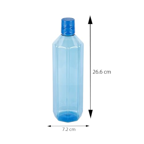 PEARLPET Gemini BPA-Free Plastic Water Bottle Set |Lightweight, Leak-Proof & Freezer Safe – Pack of 6 (1000ml Each), Blue - Image 2