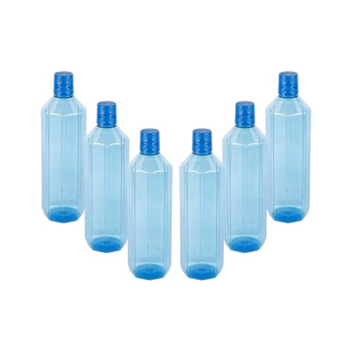 PEARLPET Gemini BPA-Free Plastic Water Bottle Set |Lightweight, Leak-Proof & Freezer Safe – Pack of 6 (1000ml Each), Blue - Image 4