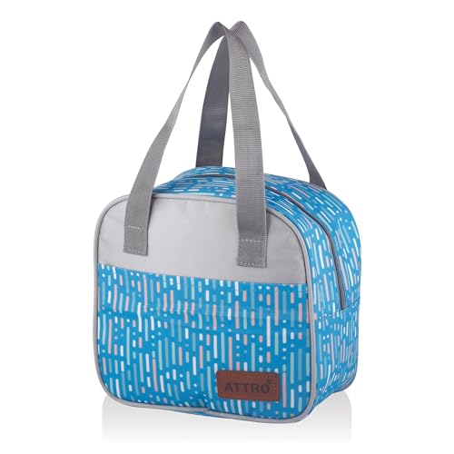ATTRO Easy Carry Insulated Lunch Bag, 7.5 Liter– Waterproof & Durable, Stylish Carry Bag for Kids, School, Office, Travel & Picnic, Spacious with Easy-to-Carry Handles –Blue