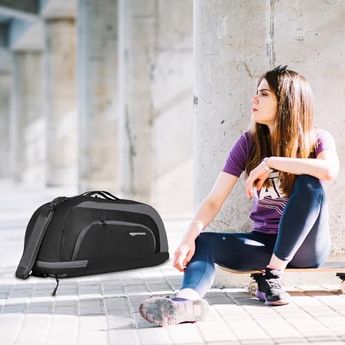 Amazon Basics Polyester Gym Duffle Bag with Shoe Compartment | 3-in-1 Versatile Bag for Gym, Travel, and Sports | Detachable Shoulder Strap | for Men & Women | 31L (Black Grey) - Image 7