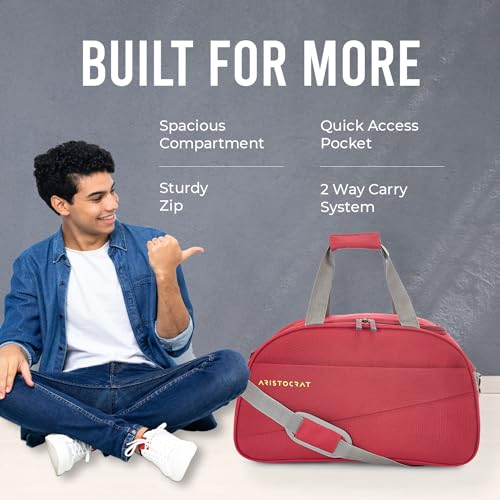 Aristocrat Polyester 50 Cms Small Duffle Bag (Red) - Image 5