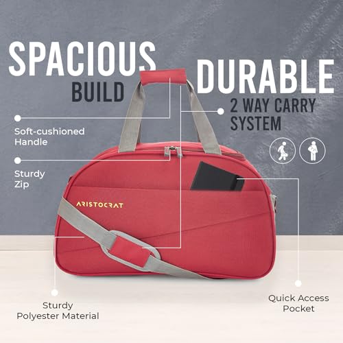 Aristocrat Polyester 50 Cms Small Duffle Bag (Red) - Image 6