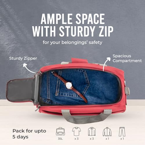 Aristocrat Polyester 50 Cms Small Duffle Bag (Red) - Image 7