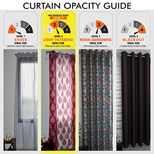 Home Sizzler Abstract 2 Piece Eyelet Polyester Door Curtain Set - 7ft, Brown - Image 5