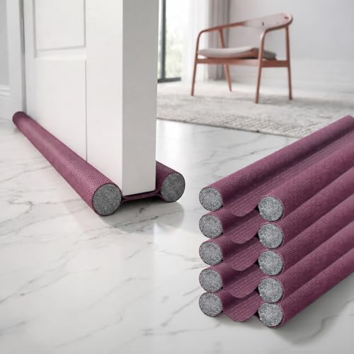 PVC Door Draft Stopper for Home | Under Door Noise Dust Guard | Cold/Heat Insulation Strip | Gap Sealer for Doors & Windows | Easy Installation. Pack of 5 (36IN_PO5_RED)