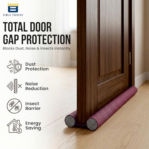 PVC Door Draft Stopper for Home | Under Door Noise Dust Guard | Cold/Heat Insulation Strip | Gap Sealer for Doors & Windows | Easy Installation. Pack of 5 (36IN_PO5_RED) - Image 2
