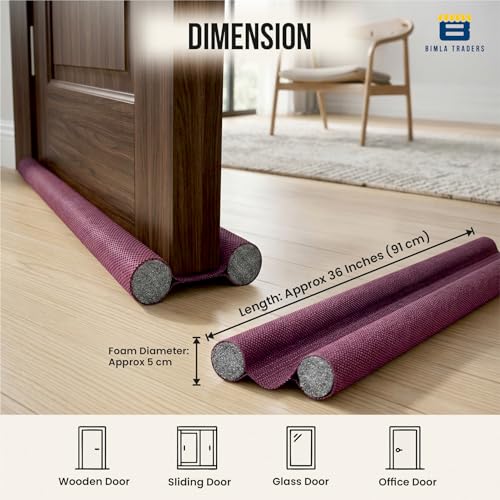 PVC Door Draft Stopper for Home | Under Door Noise Dust Guard | Cold/Heat Insulation Strip | Gap Sealer for Doors & Windows | Easy Installation. Pack of 5 (36IN_PO5_RED) - Image 3