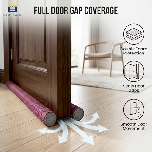 PVC Door Draft Stopper for Home | Under Door Noise Dust Guard | Cold/Heat Insulation Strip | Gap Sealer for Doors & Windows | Easy Installation. Pack of 5 (36IN_PO5_RED) - Image 4