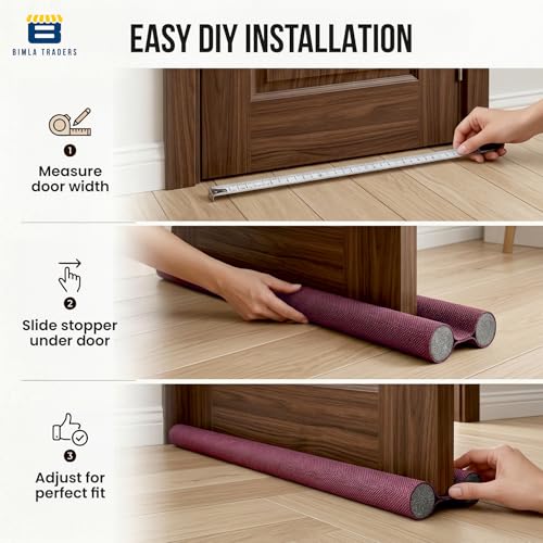 PVC Door Draft Stopper for Home | Under Door Noise Dust Guard | Cold/Heat Insulation Strip | Gap Sealer for Doors & Windows | Easy Installation. Pack of 5 (36IN_PO5_RED) - Image 5