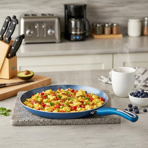 Amazon Brand - Solimo Blue Ceramic Non Stick Induction Dosa Tawa 28Cm - Image 3