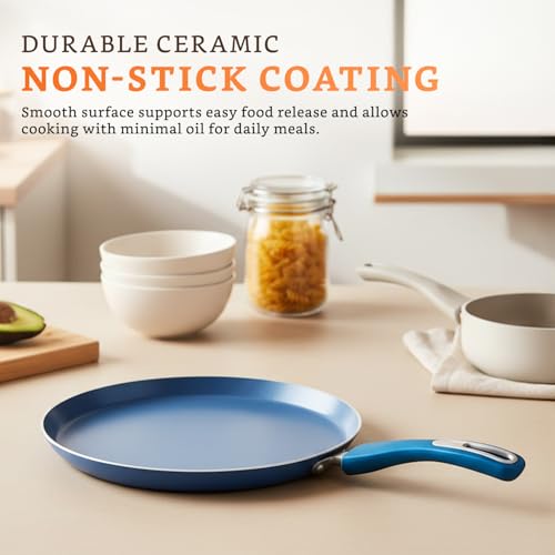 Amazon Brand - Solimo Blue Ceramic Non Stick Induction Dosa Tawa 28Cm - Image 5
