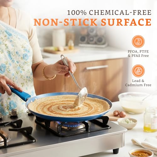 Amazon Brand - Solimo Blue Ceramic Non Stick Induction Dosa Tawa 28Cm - Image 6