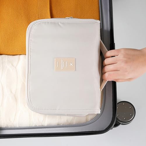 Wolpin Toiletry Bag Travel Nylon (Beige, 15 CM) | Foldable Cosmetic Makeup Pouch Organizer | Multipurpose Kit for Brush Shaving Medicine | Waterproof Travel Utility Bag for Men & Women - Image 6