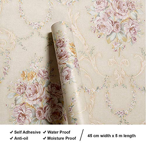 wolpin DIY Botanical Wallpaper (45 x 500 CM, Mustard Yellow) | Floral Damask Self Adhesive Wall Sticker Roll | Decorative Wallpaper for Living Room Bedroom Sofa Background Home Décor - Image 5