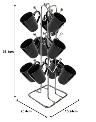 Stainless Steel Cup Stand & Coffee, Tea Mug Holder/12 Hooks for Cups & Mugs Combo 2 Level Kitchen Storage Rack for Corners, Kitchen Space Organizer Corner Shelf (pack of 2)(NHSP) - Image 3
