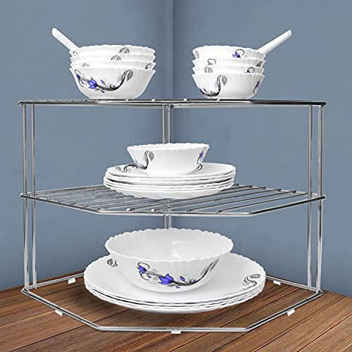 Stainless Steel Cup Stand & Coffee, Tea Mug Holder/12 Hooks for Cups & Mugs Combo 2 Level Kitchen Storage Rack for Corners, Kitchen Space Organizer Corner Shelf (pack of 2)(NHSP) - Image 4