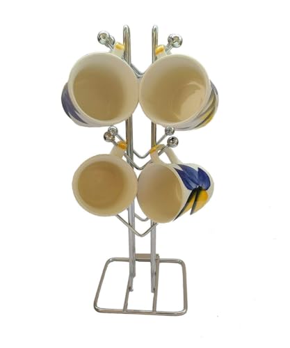 Stainless Steel Cup Stand & Coffee, Tea Mug Holder/12 Hooks for Cups & Mugs Combo 2 Level Kitchen Storage Rack for Corners, Kitchen Space Organizer Corner Shelf (pack of 2)(NHSP) - Image 7