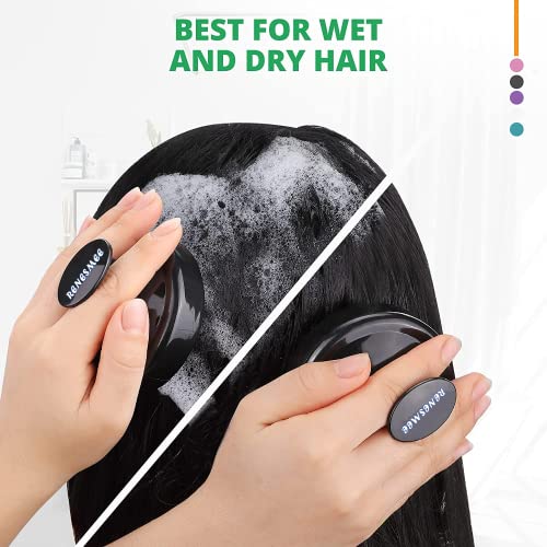 Renesmee Hair Scalp Shampoo Head Massager Brush, Exfoliator for Dandruff Removal, Waterproof Shower Scrubber Growth, Soft Silicone Bristles (Black) - Image 4