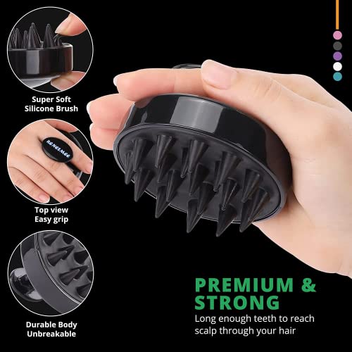 Renesmee Hair Scalp Shampoo Head Massager Brush, Exfoliator for Dandruff Removal, Waterproof Shower Scrubber Growth, Soft Silicone Bristles (Black) - Image 5