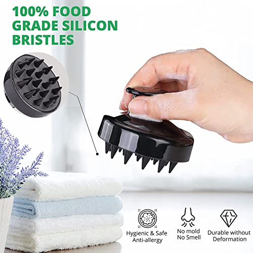 Renesmee Hair Scalp Shampoo Head Massager Brush, Exfoliator for Dandruff Removal, Waterproof Shower Scrubber Growth, Soft Silicone Bristles (Black) - Image 6