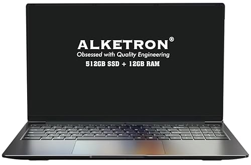 ALKETRON - 15.6 Inch Professional Laptop - 512GB SSD + 12GB RAM with Windows 11 & MS Office - 1Yr Warranty + 3 Yr Extended Warranty(Standard Plus Edition)