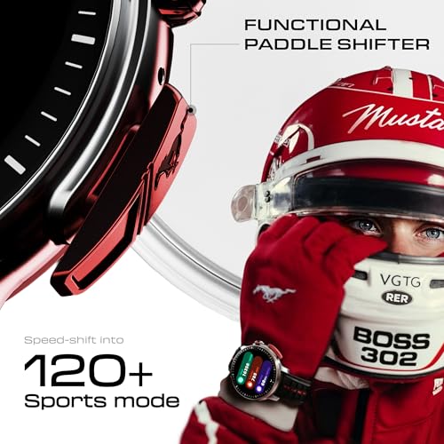 GOBOULT Mustang Racer Smart Watch 1.43'' AMOLED Display, Rotating Bezel, BT Calling, 150+Watchfaces, 500 Nits Brightness, AI Voice Assistant, SpO2 Monitoring, 120+ Sports Mode (Black Blaze) - Image 6