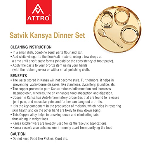 Attro Satvik Kansa/Bronze Dinner/Thali Set,5