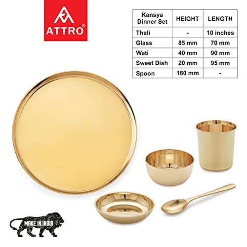 Attro Satvik Kansa/Bronze Dinner/Thali Set,5