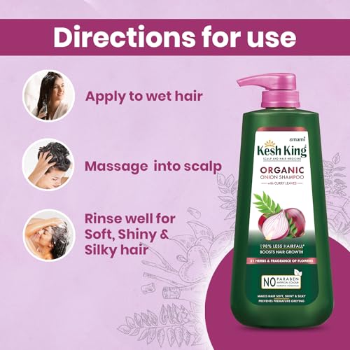 Kesh King Organic Onion Shampoo With Curry Leaves Reduces Hair Fall Upto 98%,Boosts Hair Growth&Keeps Hair Smooth Upto 48Hrs|Repairs Dry&Damaged Hair|Makes Hair Silky&Bouncy - 600Ml,625 Grams - Image 4