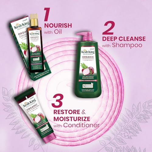 Kesh King Organic Onion Shampoo With Curry Leaves Reduces Hair Fall Upto 98%,Boosts Hair Growth&Keeps Hair Smooth Upto 48Hrs|Repairs Dry&Damaged Hair|Makes Hair Silky&Bouncy - 600Ml,625 Grams - Image 6