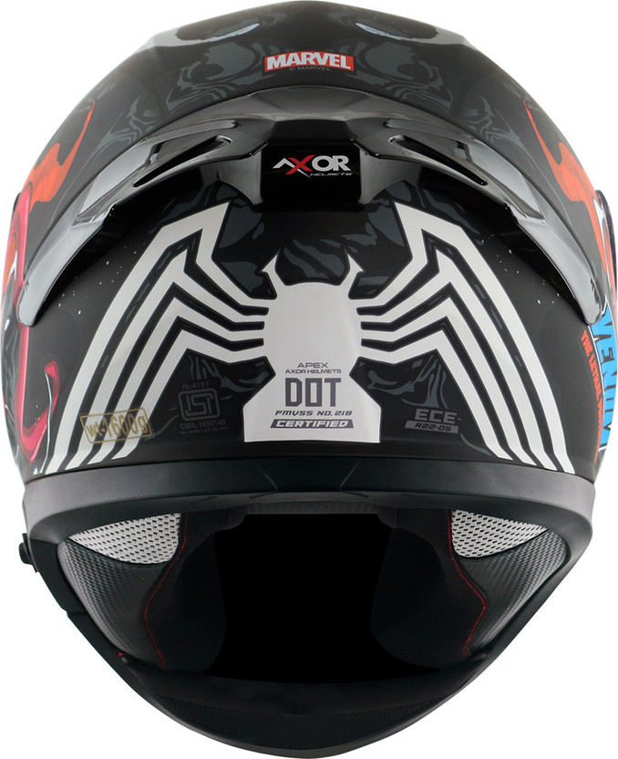 Axor Apex Marvel Venom Motorbike Helmet (Dull Black Red) - Image 3