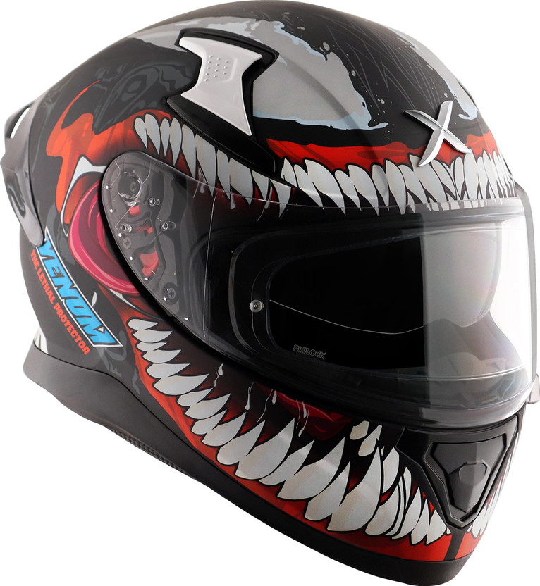 Axor Apex Marvel Venom Motorbike Helmet (Dull Black Red) - Image 4