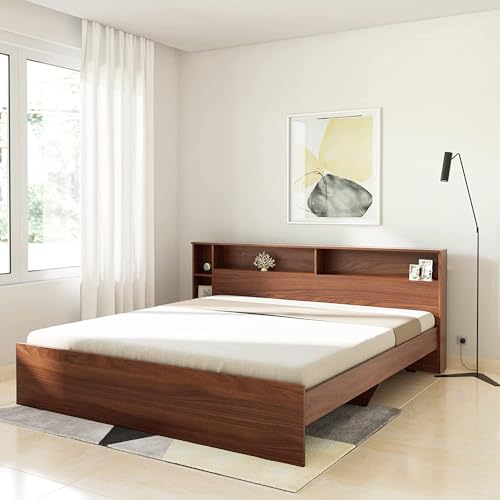 Amazon Brand - Solimo Kenora Engineered Wood King Size Bed Without Storage (Asian Walnut)