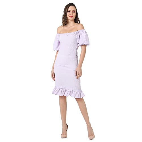 PINACOLADA Women's Lilac Puff-Sleeved Creased