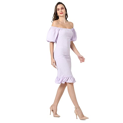 PINACOLADA Women's Lilac Puff-Sleeved Creased