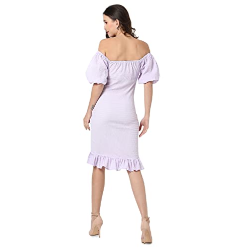 PINACOLADA Women's Lilac Puff-Sleeved Creased