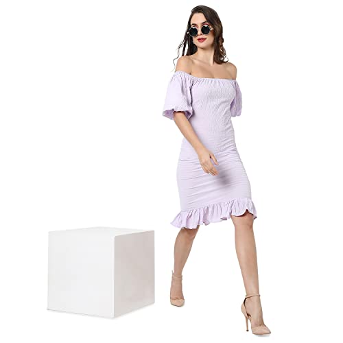PINACOLADA Women's Lilac Puff-Sleeved Creased