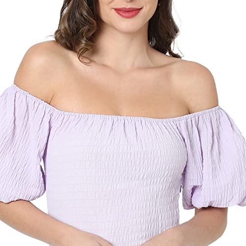 PINACOLADA Women's Lilac Puff-Sleeved Creased