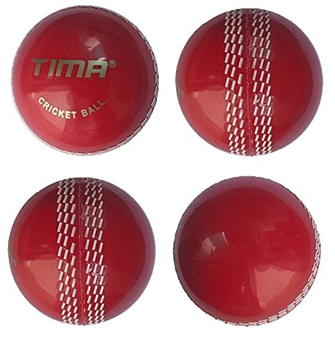 TIMA Sports Fun Poly Hard Synthetic Red Cricket Ball (Red Pack of 4)
