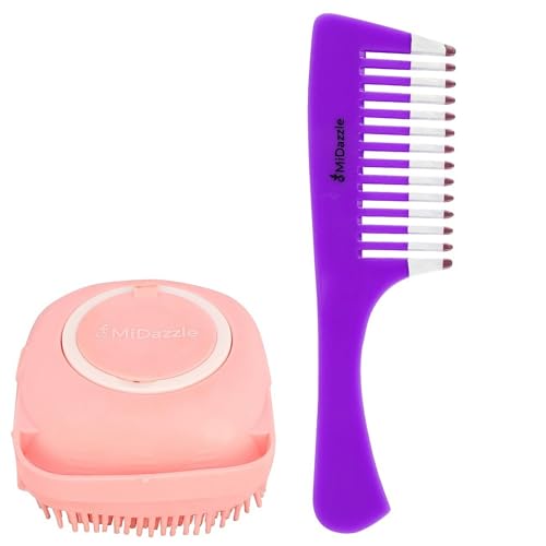 Midazzle Silicone Bath Brush, Soft Body Scrubber with Shampoo Comb, Set of 2
