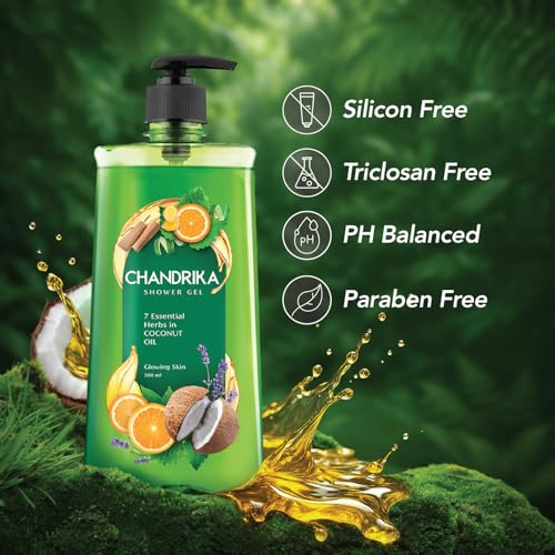 Chandrika Shower Gel 7 Essential herbs and coconut oil 500ml - Image 4