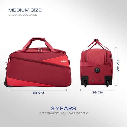 Safari Buzz Trolley 3 Years Warranty Duffle Bag (63 Cm, Red) - Image 7