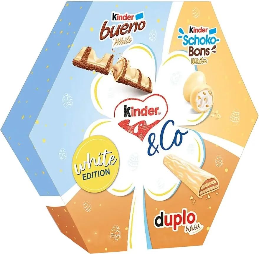 Kinder & Co White Edition, Chocolate Assortment Gift Box, Kinder Bueno, Schoko-Bons, Duplo White, Gift Box, 137g (Product Of Belgium) From DECADENT