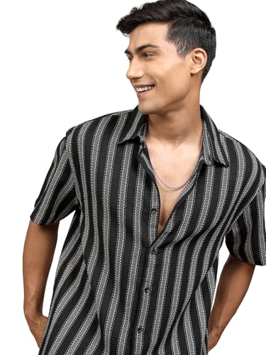 Locomotive Men's Oversized Shirts | Striped | Half Sleeves | Cutaway Collar | Casual Shirts | Stylish Shirt