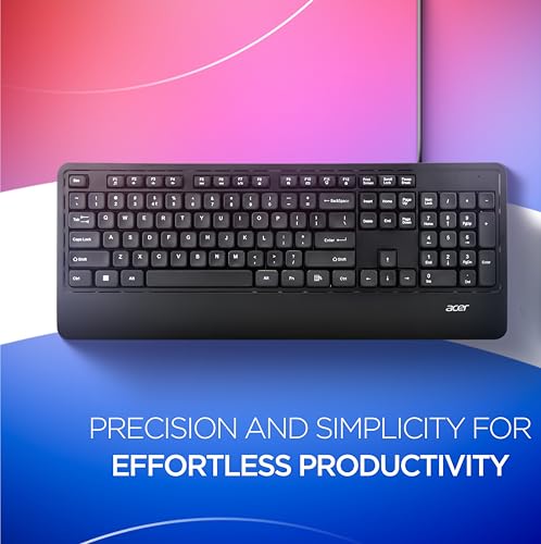 acer OfficeKey Wired Keyboard with Palm Rest | Plug & Play USB 2.0 | Co-Pilot Shortcut Key | Rupee ₹ Symbol | 10M Keystroke Life | 104 Chiclet Keys | Windows & Mac Compatible – Black - Image 3