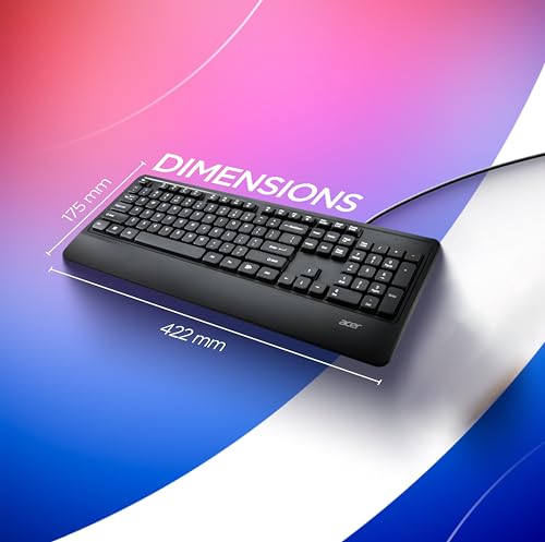 acer OfficeKey Wired Keyboard with Palm Rest | Plug & Play USB 2.0 | Co-Pilot Shortcut Key | Rupee ₹ Symbol | 10M Keystroke Life | 104 Chiclet Keys | Windows & Mac Compatible – Black - Image 4