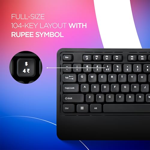 acer OfficeKey Wired Keyboard with Palm Rest | Plug & Play USB 2.0 | Co-Pilot Shortcut Key | Rupee ₹ Symbol | 10M Keystroke Life | 104 Chiclet Keys | Windows & Mac Compatible – Black - Image 5