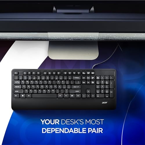acer OfficeKey Wired Keyboard with Palm Rest | Plug & Play USB 2.0 | Co-Pilot Shortcut Key | Rupee ₹ Symbol | 10M Keystroke Life | 104 Chiclet Keys | Windows & Mac Compatible – Black - Image 6